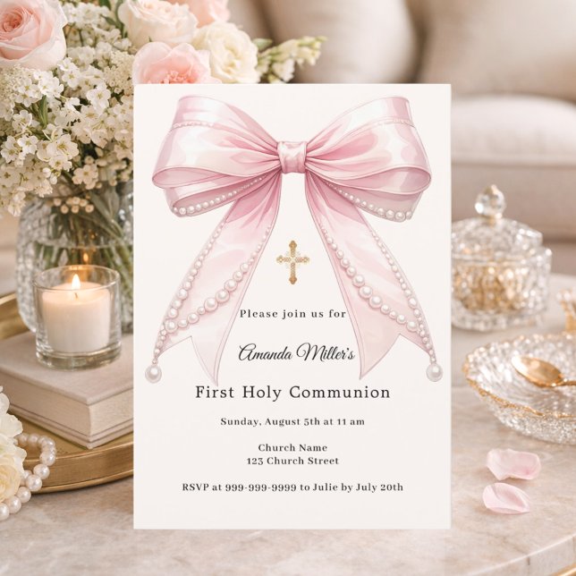 Convites Lacas rosa pérolas de marfim menina elegante Prime (Criador carregado)