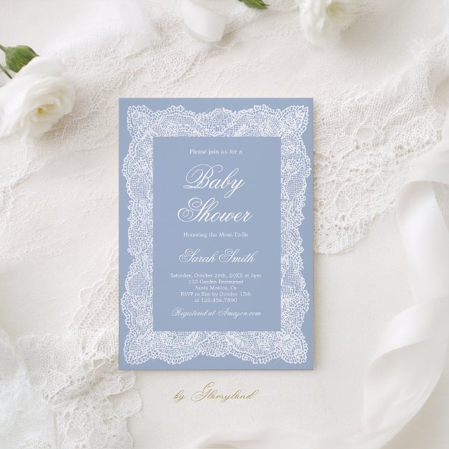 Convites Lace Baby Shower Boy (Criador carregado)