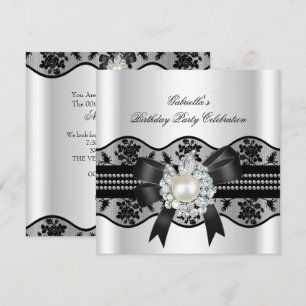 Convites Lace Branco Pérola Elegante Festa de Aniversário
