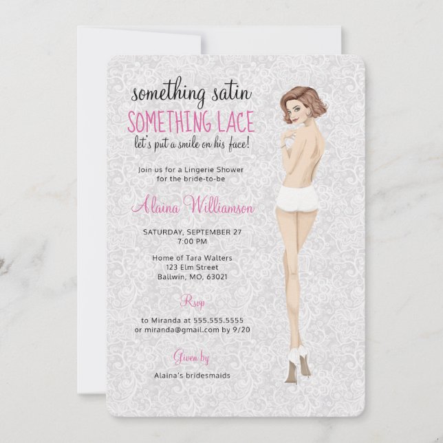 Convites Lace Bride no Chá da Lingerie das Calcinhas (Frente)