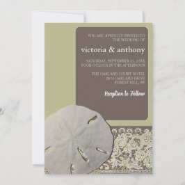 Convites Lace de areia dólar, Casamento de praia de Vintage