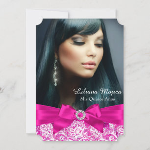 Convites Lace e Arco de Joia Rosa Quinceanera