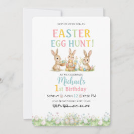 Convites Lace Easter Egg Hunt Boy First Birthday Invitation