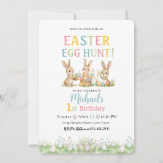 Convites Lace Easter Egg Hunt Boy First Birthday Invitation