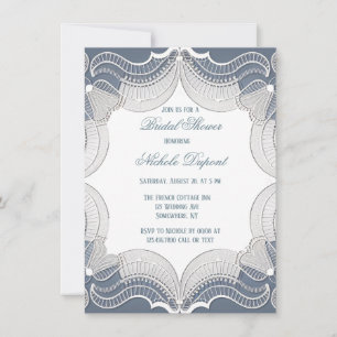 Convites Lace Elegante No Chá de panela De Casamento Azul