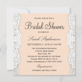 Convites Lace Floral Branco sobre o Poracy Beige