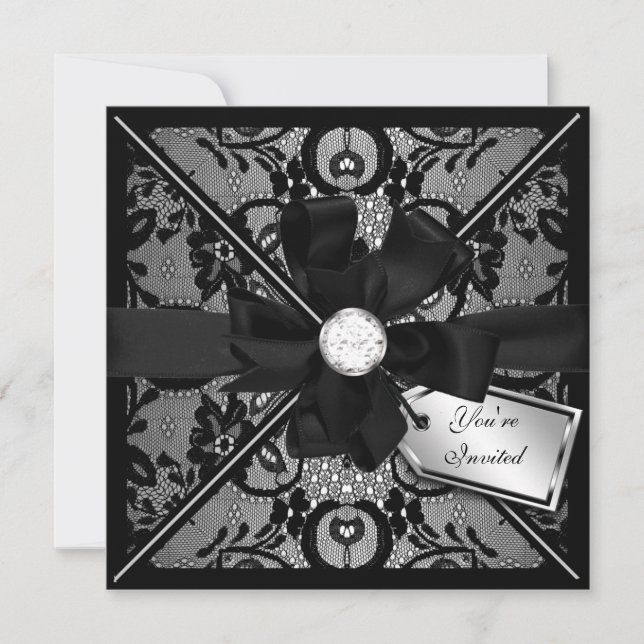 Convites Lace Floral Convide com Arco Diamond (Frente)