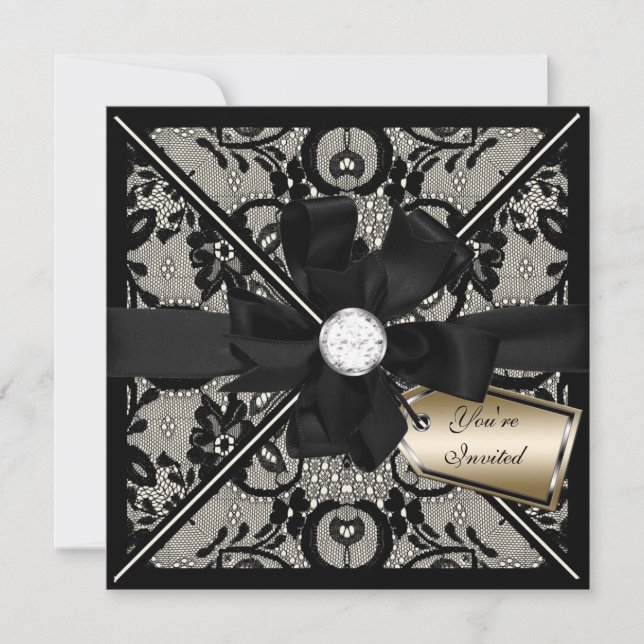 Convites Lace Floral Convide com Arco Diamond (Frente)