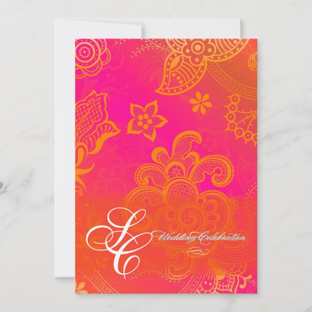 Convites Lace floral laranja de PixDezines (Frente)