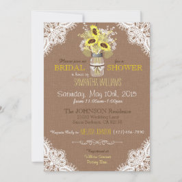 Convites Lace Mason Jar Sunflower Chá de panela Russo