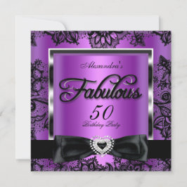 Convites Lace preto roxo de 50 fabuloso festas