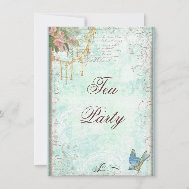 Convites Lace Scrolls, Bluebird e Tasills Convidam (Frente)