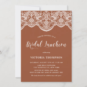 Convites Lace Terracotta Bridal Brocade Branco