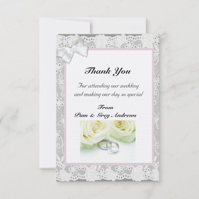 Convites Lace Weding obrigado (Frente)