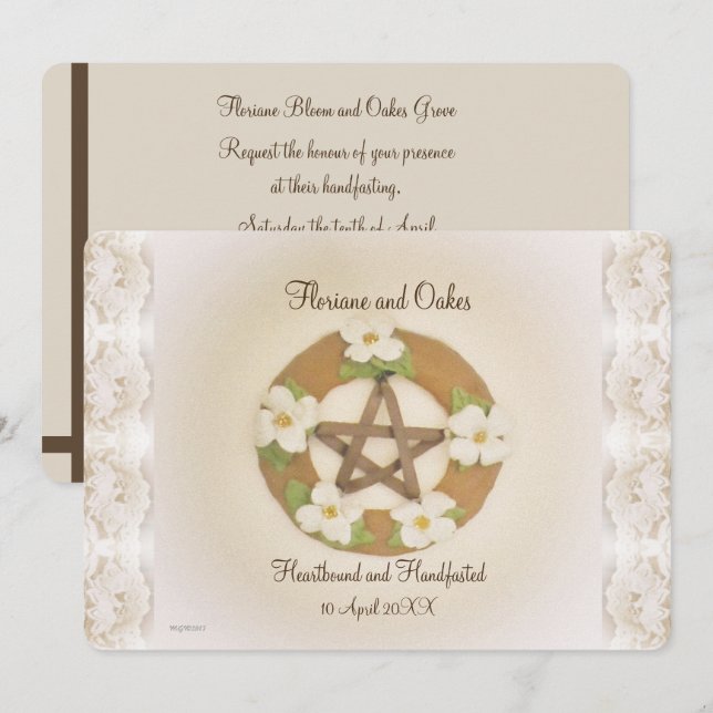 Convites Lacey Dogwood Pentacle HandFixing (Frente/Verso)