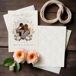 Convites Laço a Data Boho Watercolor Floral Crest Foto