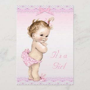 Convites Laço bonito do falso do chá do bebé do vintage,