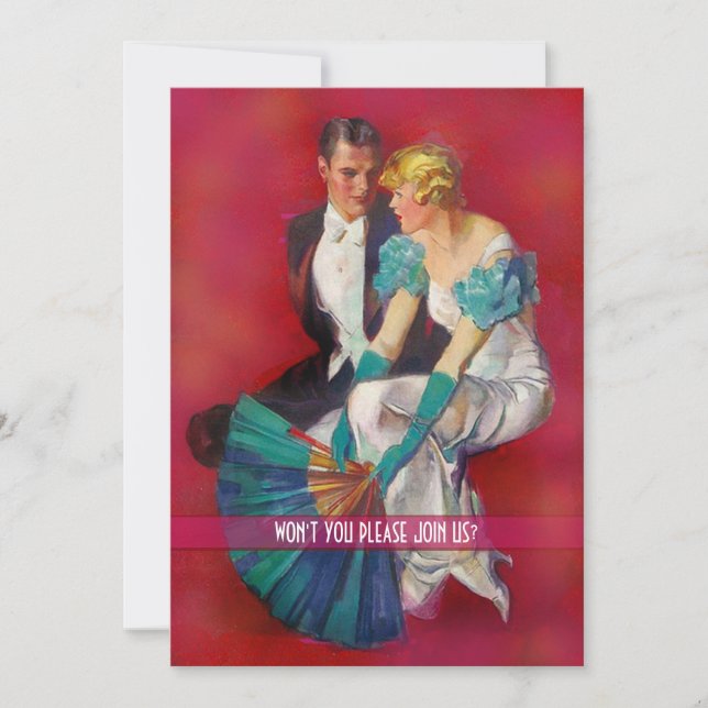 Convites Laço branco do art deco e cocktail das caudas (Frente)