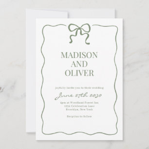 Convites Laço de Cabelo Verde Sálvia Caprichoso Casamento