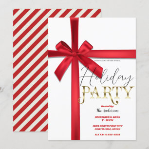 Convites Laço de Fita de Cetim Vermelho Festa de Natal