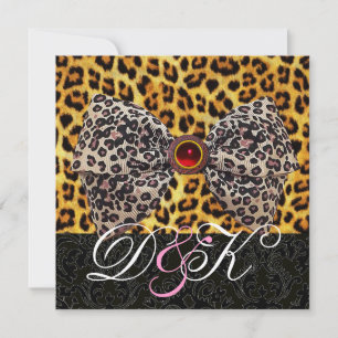 CONVITES LACO DE PELO DE LEOPARDO, RUBI VERMELHO E MONOGRAM