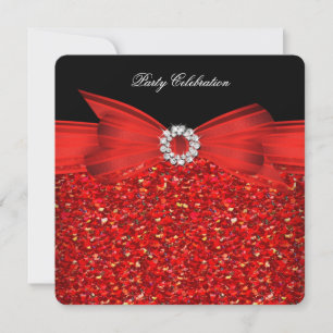Convites Laço Luxuoso Vermelho com Glitter para Todas as Oc