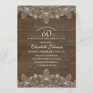 Convites laço original de madeira rústico da 60th festa de
