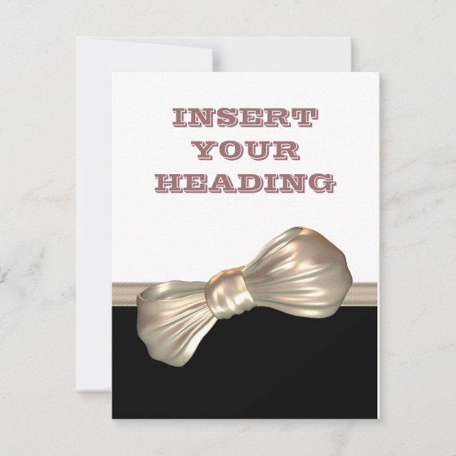 Convites Laço preto branco creme (Frente)