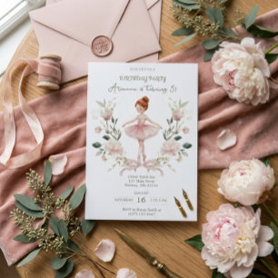 Convites Laço Rosa Caprichoso e Bailarina de Aquarela de An