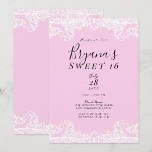 Convites Laço Rosa e Branco Festa Elegante de Doce 16 Anos
