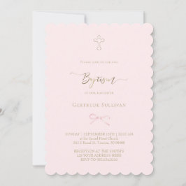 Convites laço rosa pequeno | Batismo