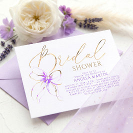Convites Laço Roxo Suave Elegante Chuveiro de Noiva Românti