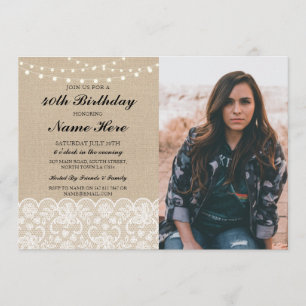 Convites Laço rústico de serapilheira da festa de