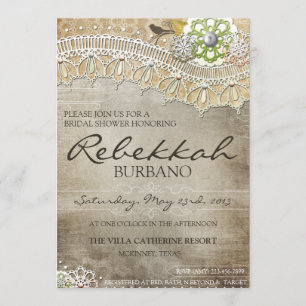 Convites Laço rústico o chá de panela afligido convida