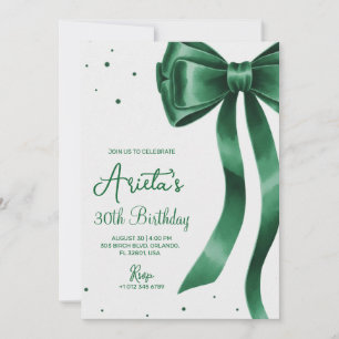 Convites Laço verde e elegante roteiro de aniversário estil