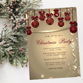 Convites Laço Vermelho Elegante, Festa de Natal da Empresa 
