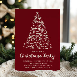 Convites Laços de árvore de Natal caprichosos Cranberry Fer