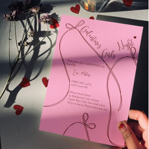 Convites Laços de Fita – Noite moderna de Galentine's para 