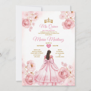 Convites Laços de Fita Rosa em Aquarela Minha Quince