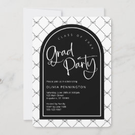 Convites Laços de Menina Preto Branco Padrão Festa de Gradu