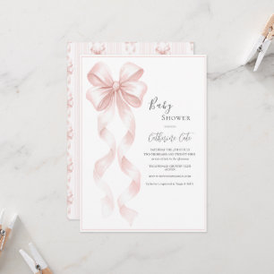 Convites Laços e Fitas Rosa Elegante Bebê