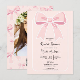 Convites Laços Rosa Cute Coquette Charmoso Chá de Noiva