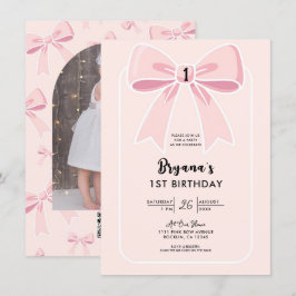 Convites Laços Rosa Fofos Coquette Casa Charme 1º Aniversár