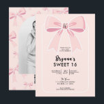 Convites Laços Rosa Fofos Coquette Charmoso Sweet 16<br><div class="desc">Personalize isto para qualquer evento.</div>