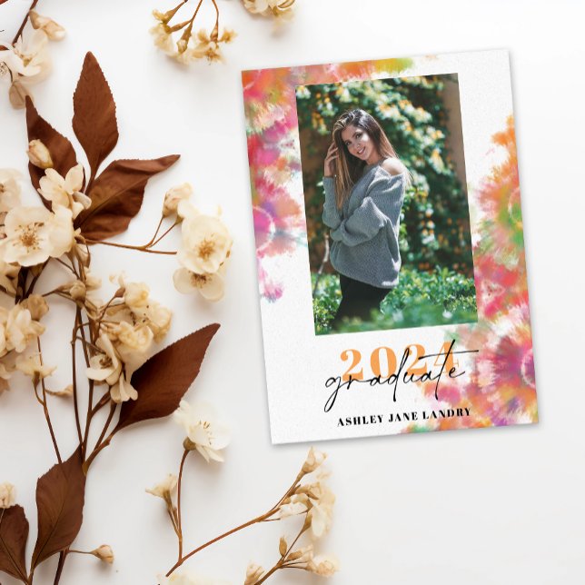 Convites Lacre Graduação Aquarela Vibrante Tie-Dye (Criador carregado)