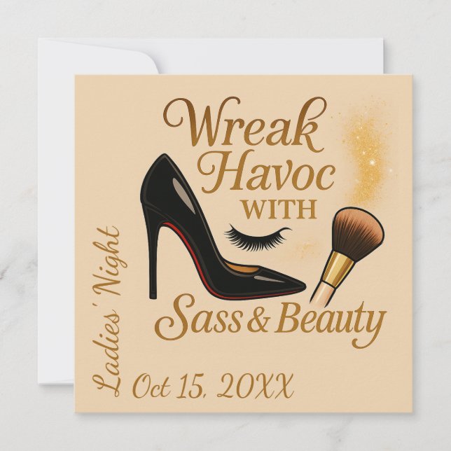 Convites Ladies' Night Sass Wreak Havoc Glam Party Invite (Frente)