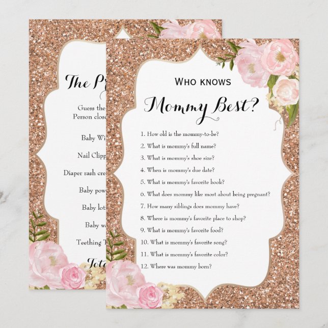 Convites Lado duplo - 2 jogos de Chá de fraldas (Frente/Verso)