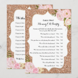 Convites Lado duplo - Desejos dos jogos do Chá de fraldas |