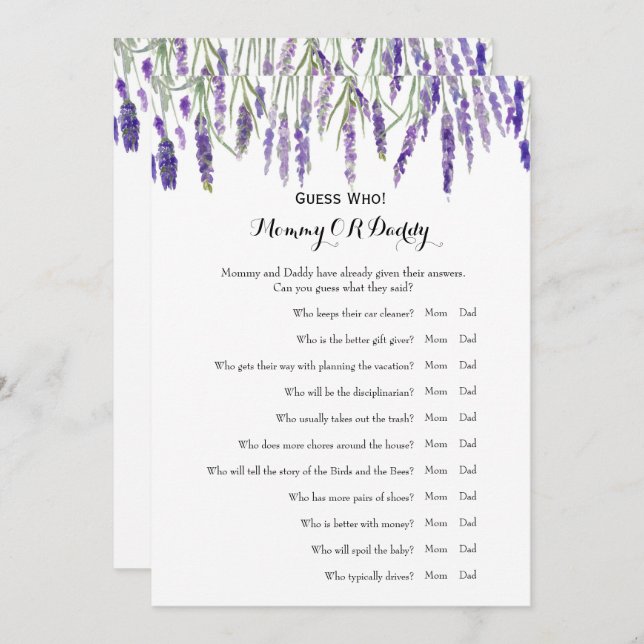 Convites Lado duplo - Desejos dos jogos do Chá de fraldas | (Frente/Verso)