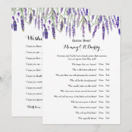 Convites Lado duplo - Desejos dos jogos do Chá de fraldas |